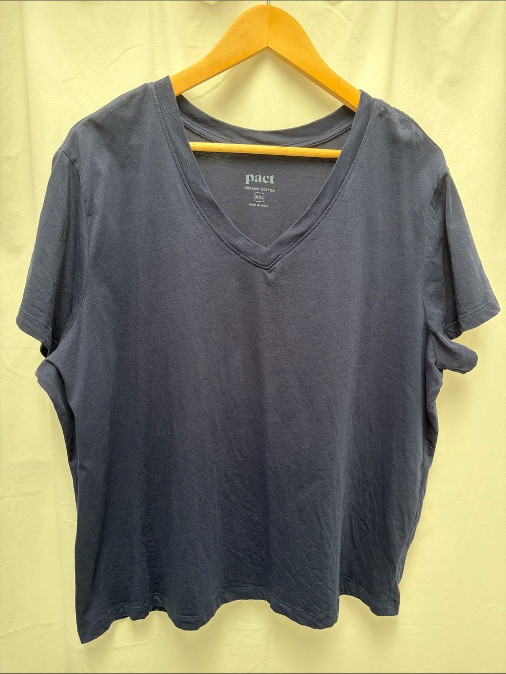 Pact Women's V-Neck 100% organic cotton Short Sleeve Tee — Navy Blue